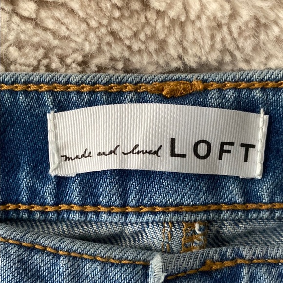 LOFT Blue Straight Leg Patchwork Denim - Picture 2 of 7